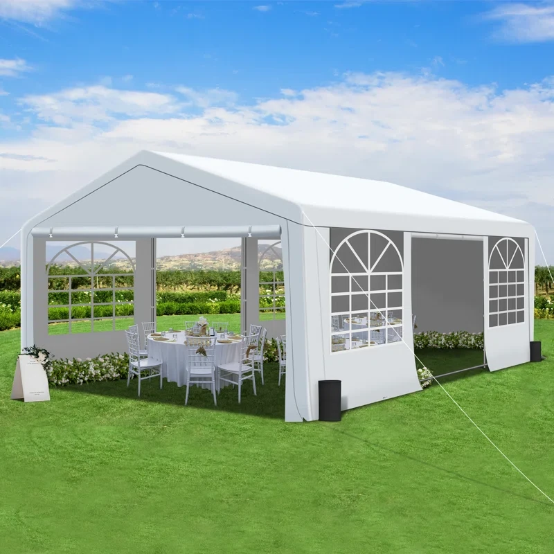 20(ft)W x 20(ft)D Metal Party Tent Canopy, Heavy Duty Outdoor Wedding Gazebo with 4 Sand Bags