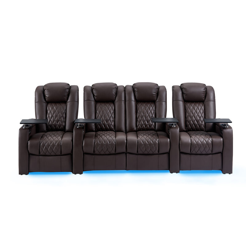 Ivy Bronx Leather Home Theater Seating Dual Power Movie Theater Chairs Theater Recliner Sofa