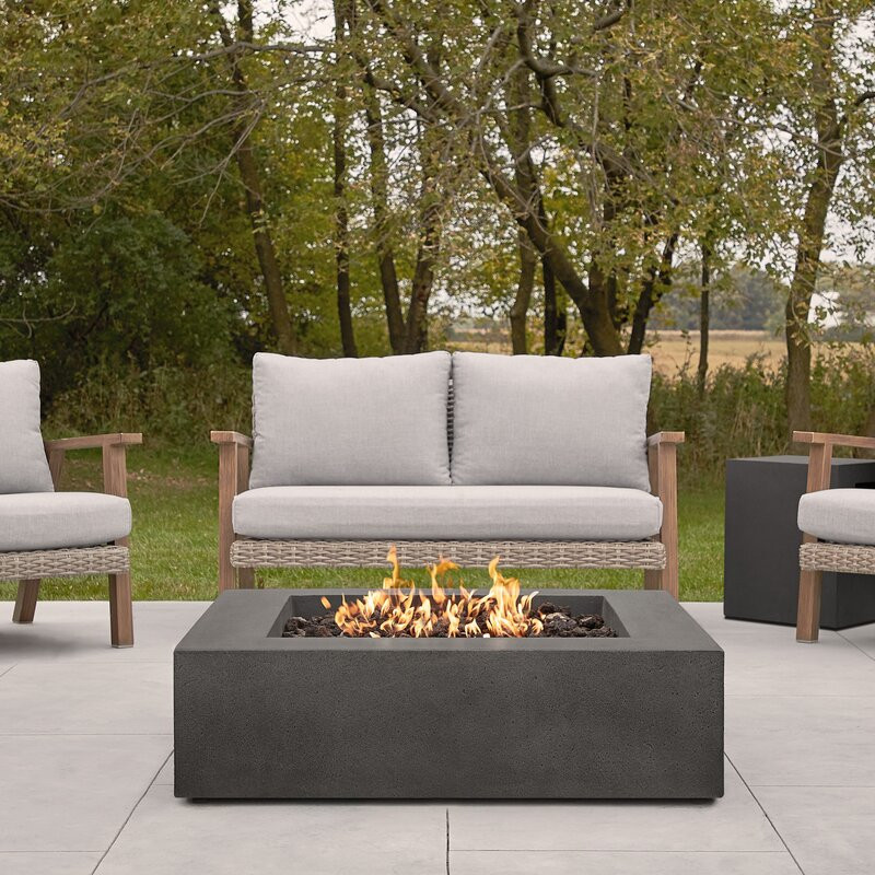 Ashling 42" Square Concrete Propane Fire Pit Table by Jensen Co.