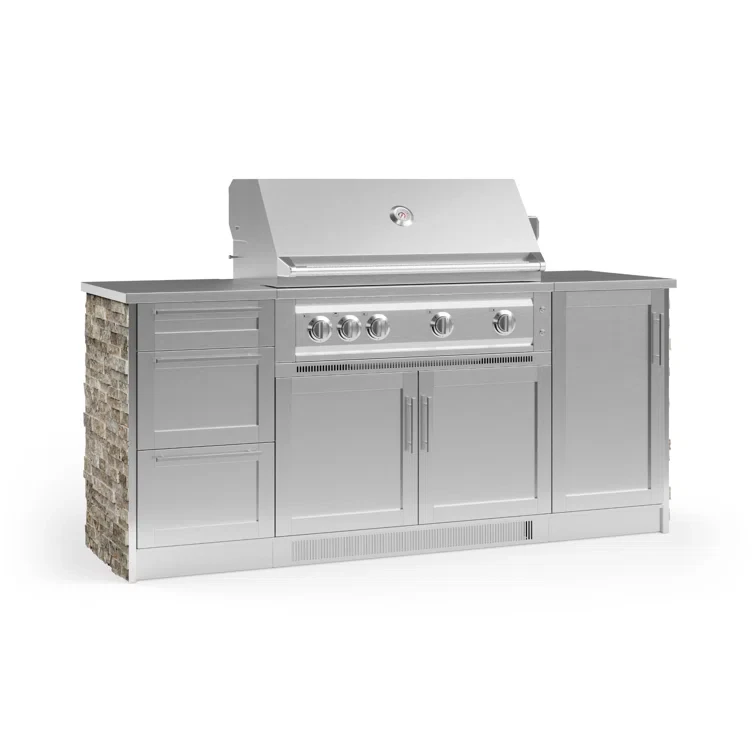 Outdoor Kitchen Signature Series 6 Piece Cabinet Set with 40 in. Natural Gas Platinum Grill