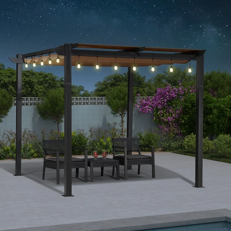 10 Ft. W x 10 Ft. D Metal Pergola with Canopy