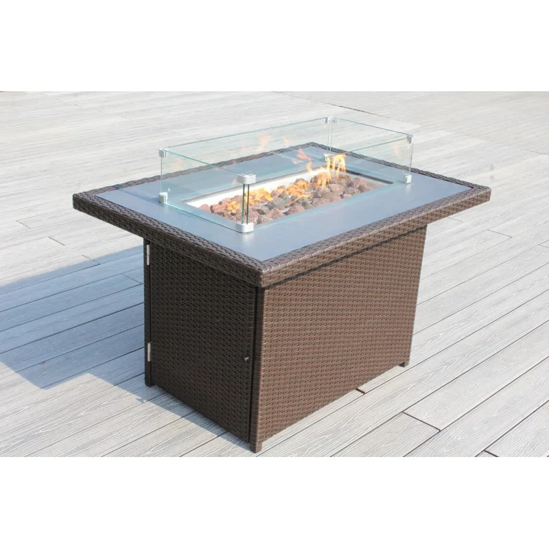 Anastaisha 30'' H x 42'' W Propane Outdoor Fire Pit Table