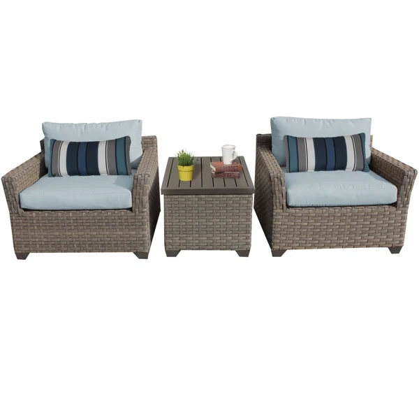 Anupras 3 Piece Outdoor Conversation Set with Club Chairs and Storage Coffee Table