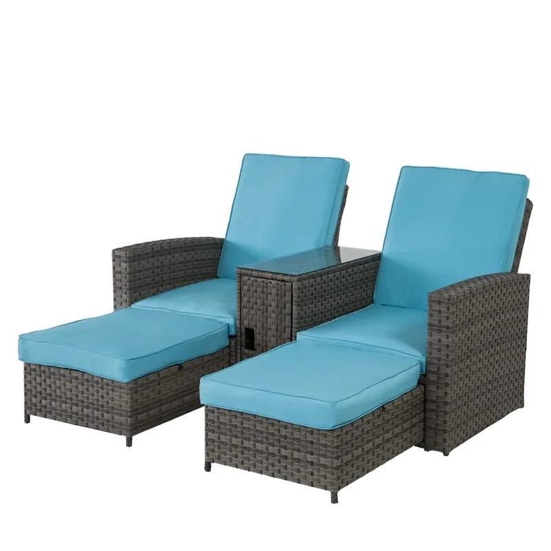 5 Piece Outdoor patio wicker conversation set with Cushions