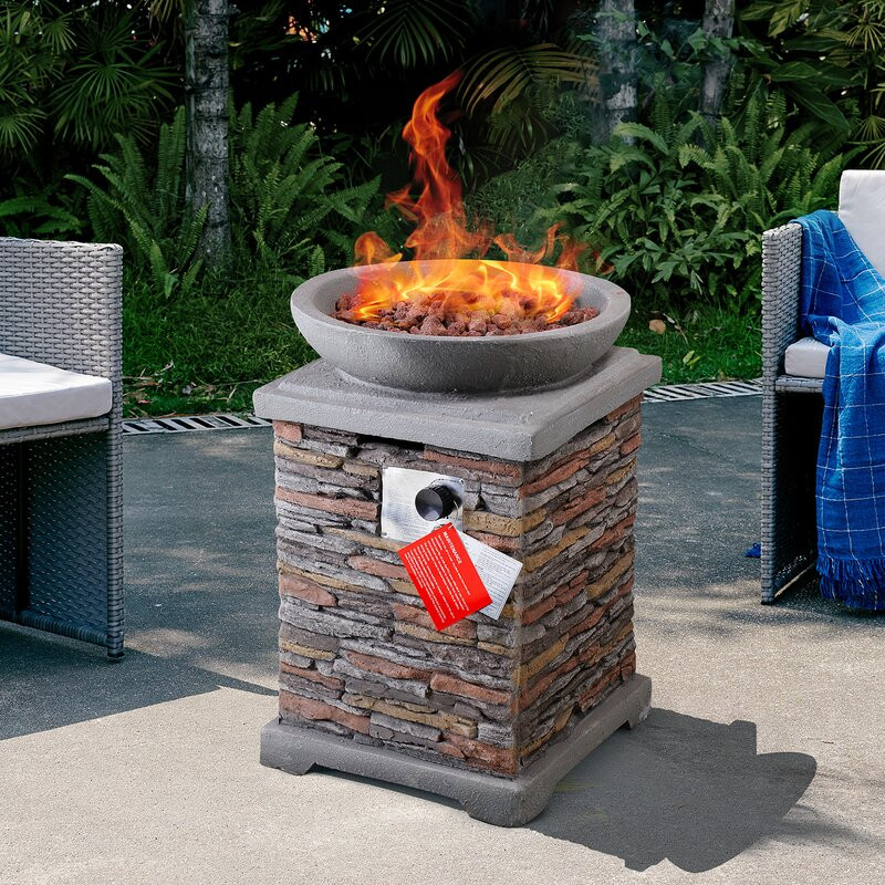 20 In. X 29 In. Square Concrete Natural Propane Fire Pit Kit In Grey