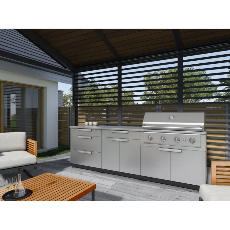 Outdoor Kitchen Stainless Steel 5 Piece Cabinet Set with 40 in. Natural Gas Performance Grill