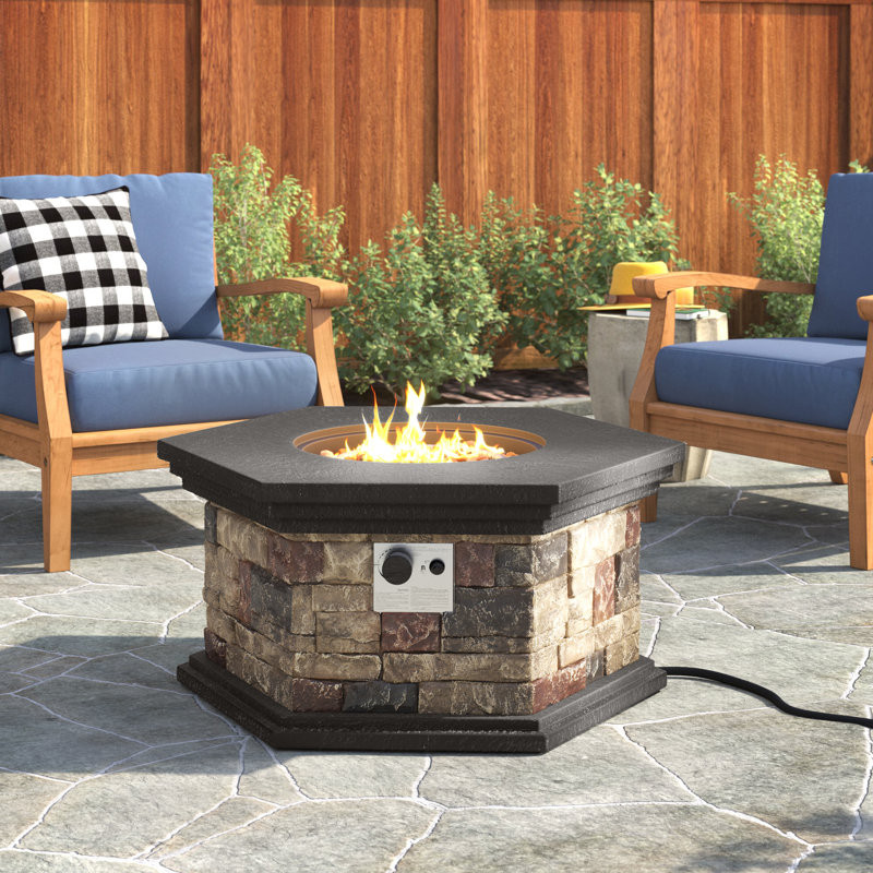 Latarius 17" H Concrete Propane Outdoor Fireplace