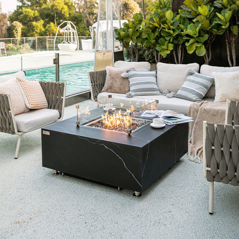 Biano & Sofia 39" Square Porcelain Outdoor Fire Pit Table - by Elementi Plus