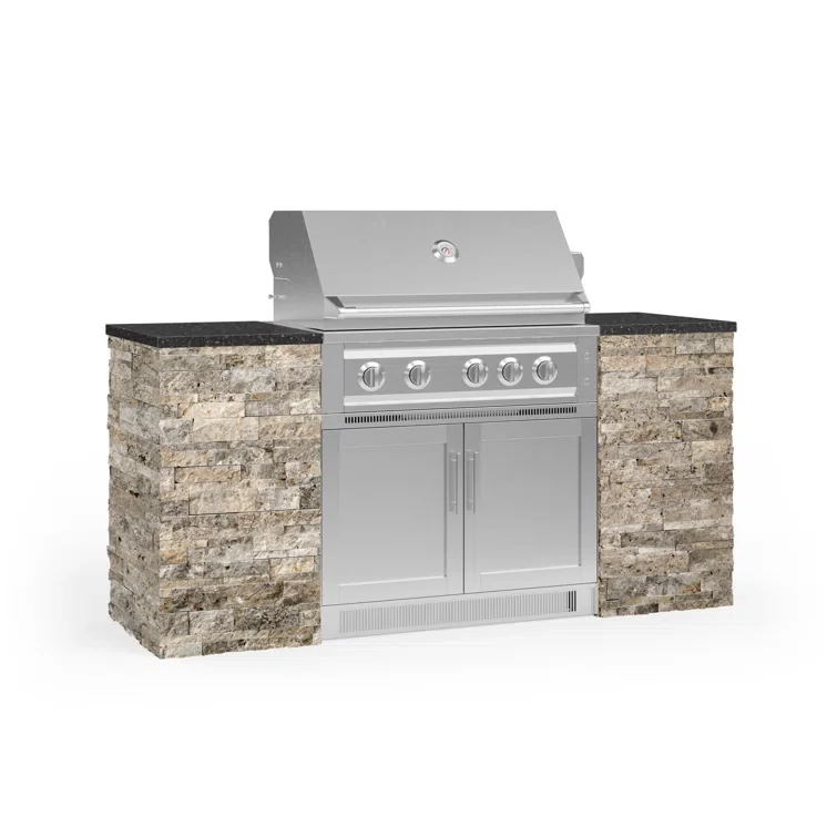 Outdoor Kitchen Signature Series 6 Piece Cabinet Set with 36 in. Natural Gas Platinum Grill