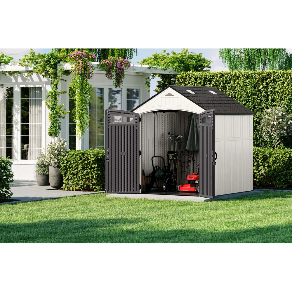 4 ft. W x 7 ft. D Resin Vertical Storage Shed