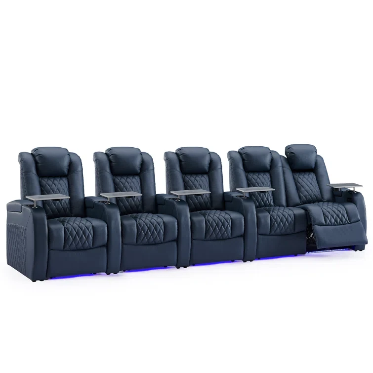 Leather Home Theater Seating with Cup Holder (Set of 5)