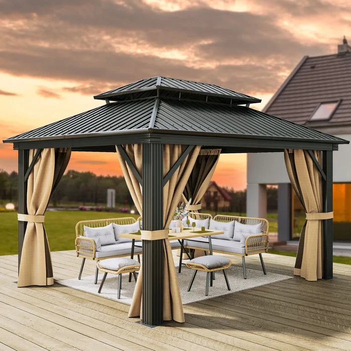 Outdoor Aluminum Hardtop Patio Gazebo 14 ft x 12 ft