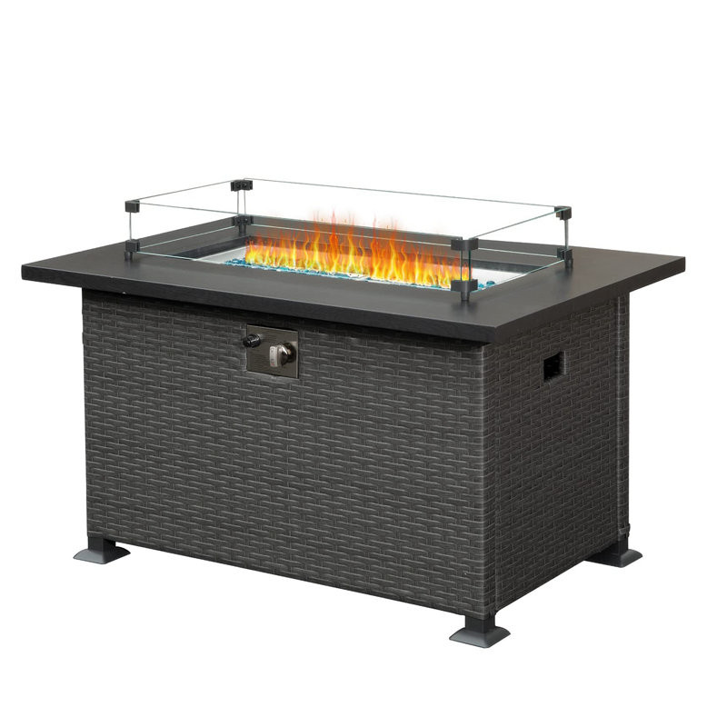 Burroway 24.49'' H x 43.38'' W Stainless Steel Propane Outdoor Fire Pit Table with Lid