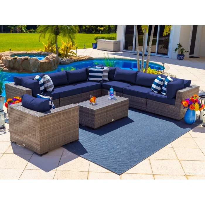 Yussuf 19 Piece Rattan Complete Patio Set with Cushions