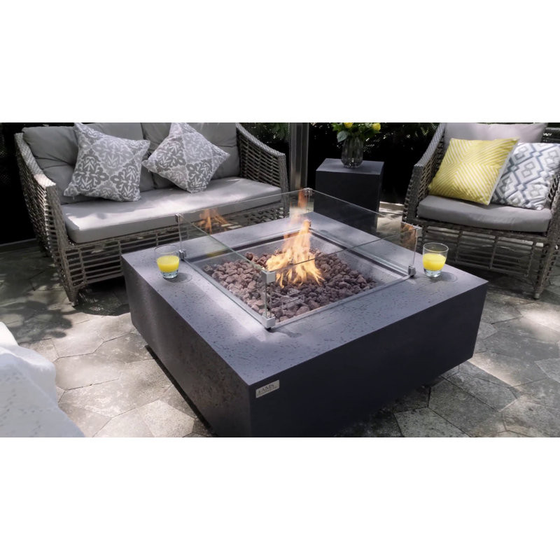 Bayboro 17'' H x 40'' W Concrete Propane Outdoor Fire Pit Table