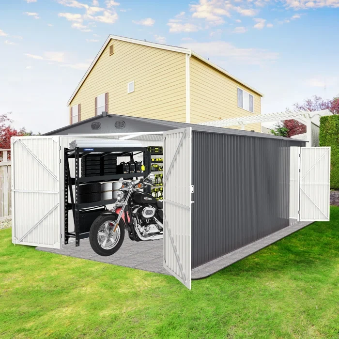 Momie 13 ft. W X 20 ft. D Metal Storage Shed Garage Shed