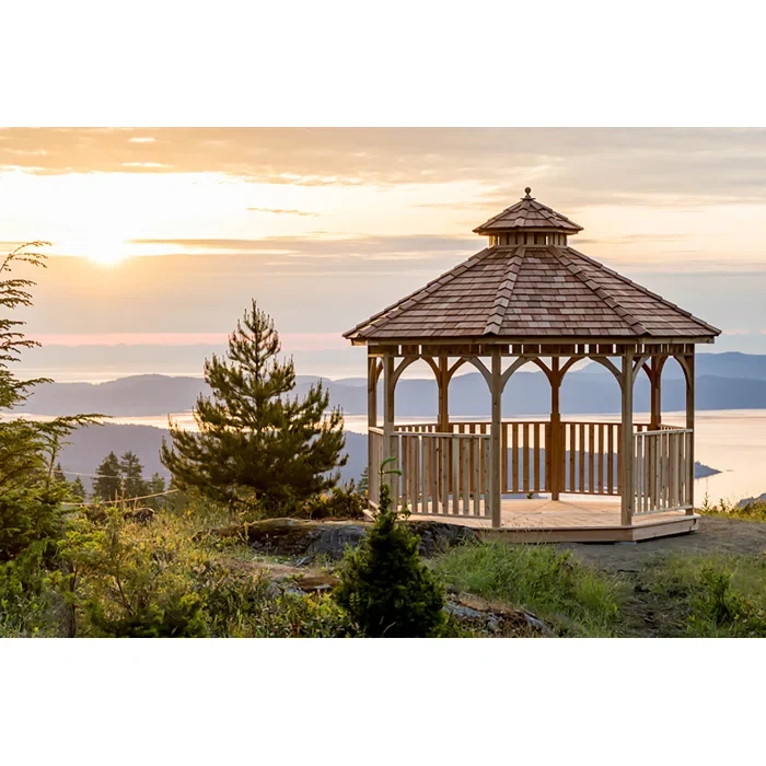 12 Ft. W x 12 Ft. D Cedar Wood Octagon Breeze Gazebo