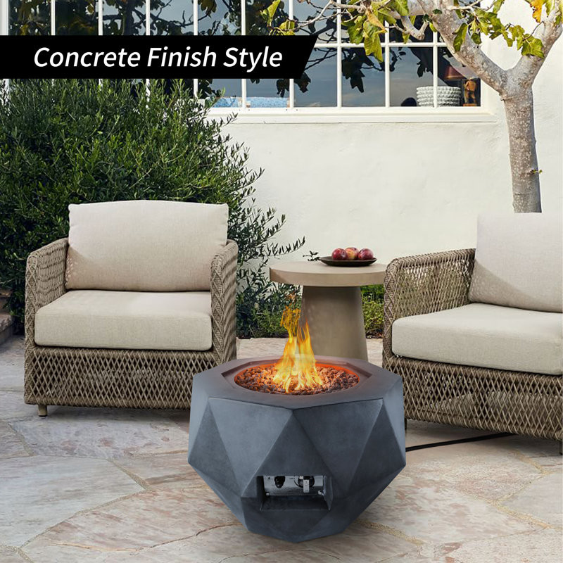 Allecia 17.1" H x 25.2" W Concrete Propane Outdoor Fire Pit