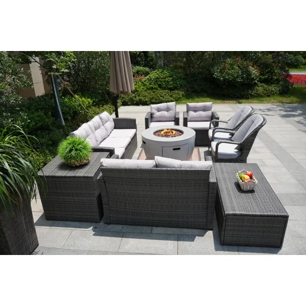 Algird 9 - Person Outdoor Seating Group with Cushions