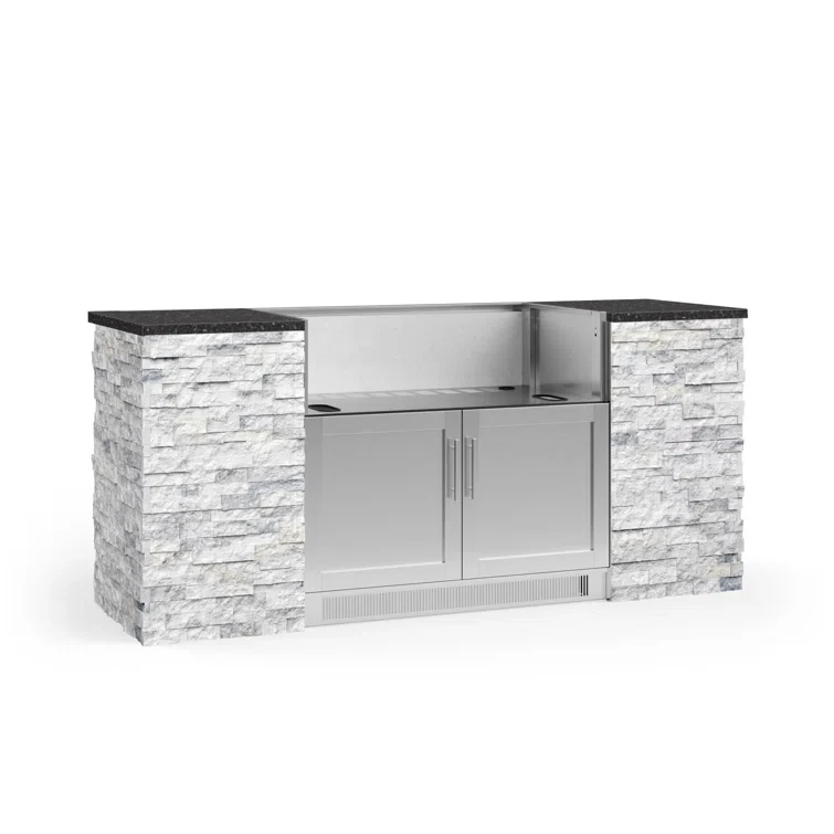 Outdoor Kitchen Signature Series 6 Piece Cabinet Set with Grill Cabinet and Granite Top