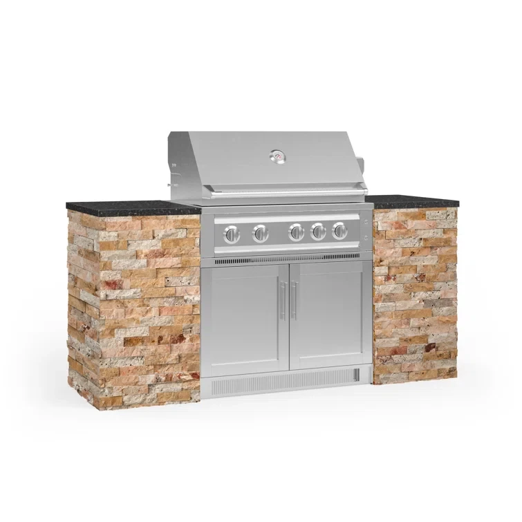 Outdoor Kitchen Signature Series 6 Piece Cabinet Set with 36 in. Natural Gas Platinum Grill