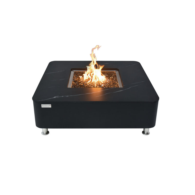 Bianco & Sofia Square Porcelain Fire Pit Table - by Elementi Plus 14.4" H x 42.1" W x 42.1" D