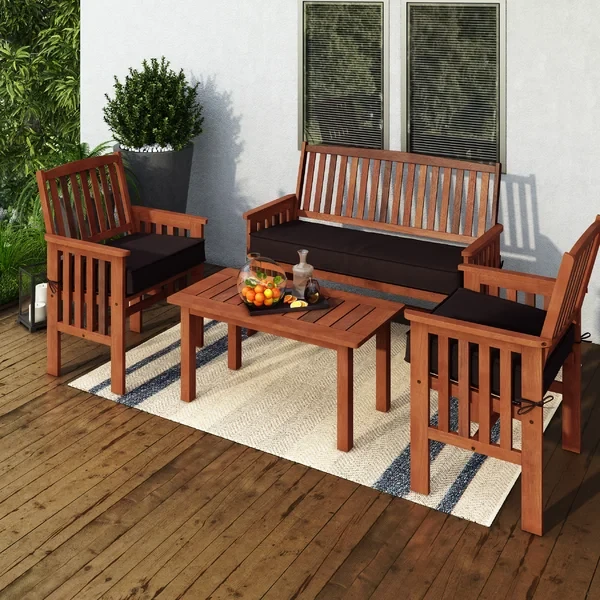 Gwenda 4 - Person Outdoor Seating Group with Cushions