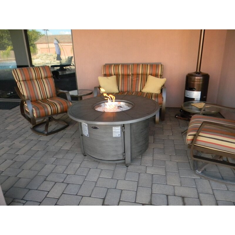 Silverlock 25" H x 44" W Aluminum Propane Outdoor Fire Pit Table with Lid