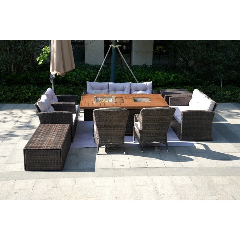 Algird 9 - Person Outdoor Seating Group with Cushions