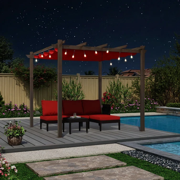 96.46" H x 118.11" W x 118.11" D Metal Pergola with Canopy