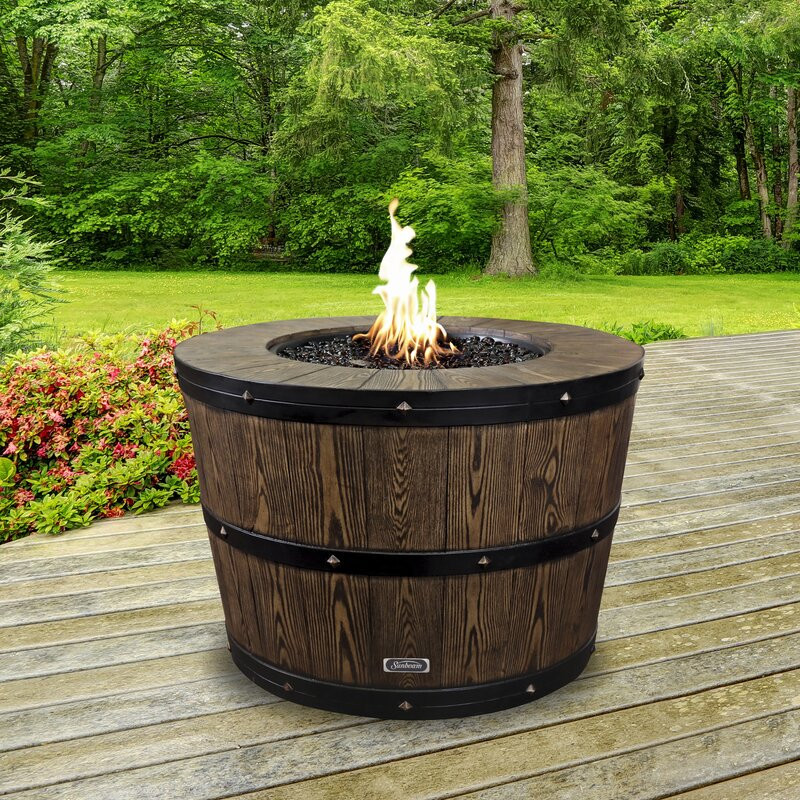 Sunbeam Wine Barrel Concrete Propane/Natural Gas Fire Pit