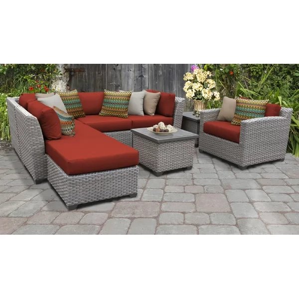 Amjad 8 Piece Rattan Seating Group with Sunbrella Cushions