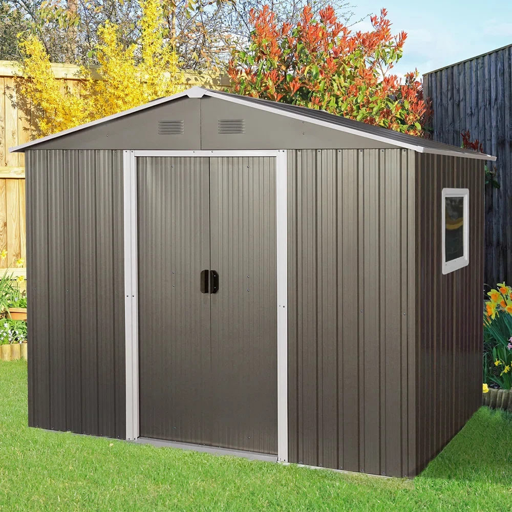 8 ft. W x 6 ft. D Metal Horizontal Storage Shed