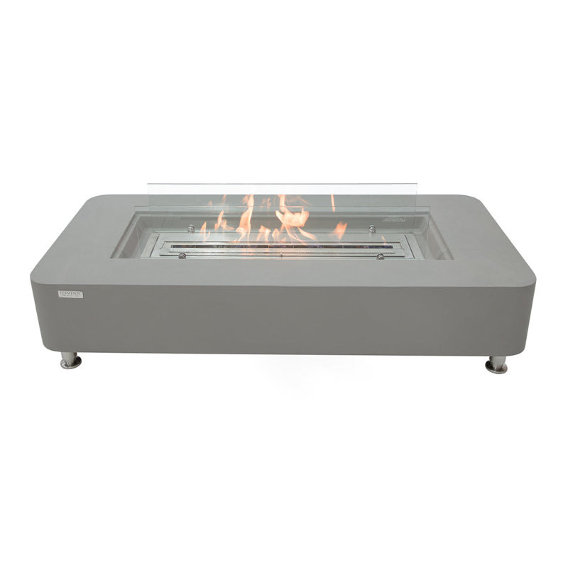 Britani 14'' H x 61.9'' W Concrete Bio-ethanol Fuel Outdoor Fire Pit Table with Lid