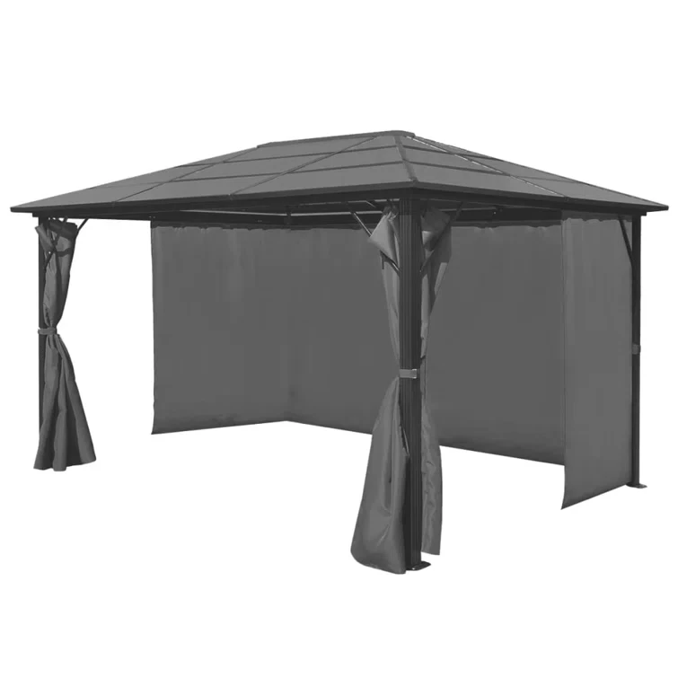 118.1" x 118.1" Gazebo Pop up Canopy Tent Folding Patio Pavilion with Curtain Aluminum