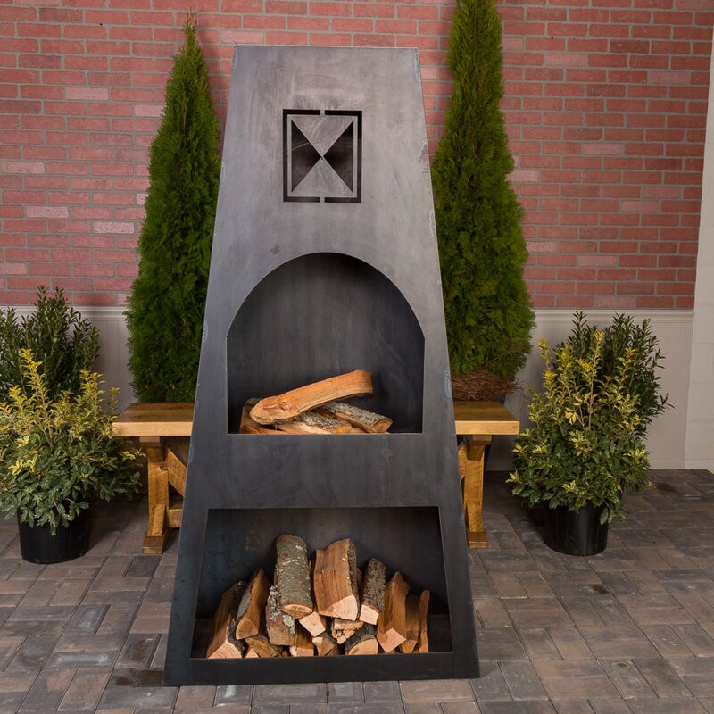 Dewolf Fire Knight 66" Tall Steel Outdoor Fireplace