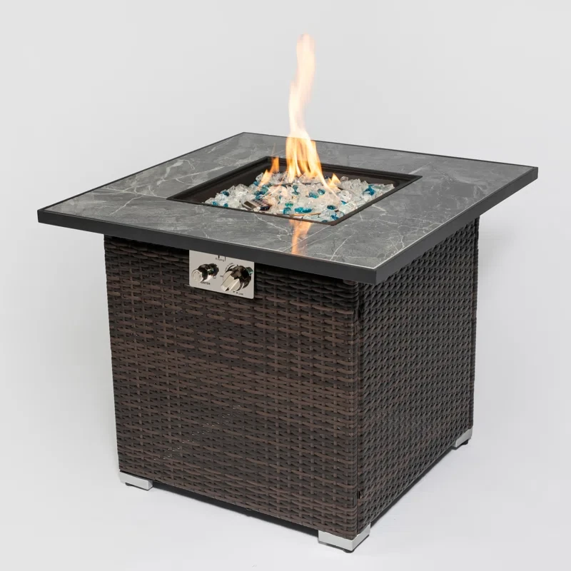 24.8'' H x 30'' W Steel Propane Outdoor Fire Pit Table with Lid