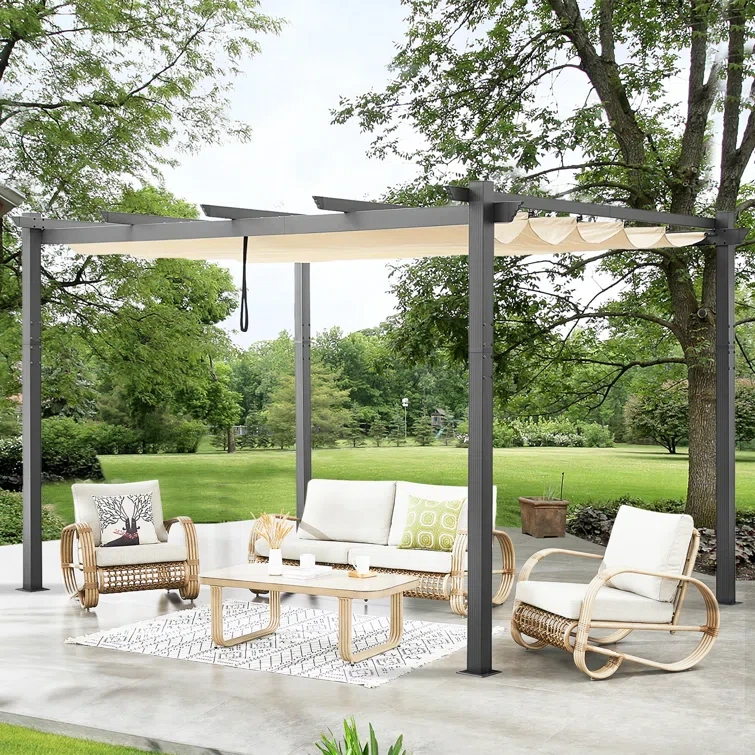 13 Ft. W x 10 Ft. D Aluminum Pergola with Canopy