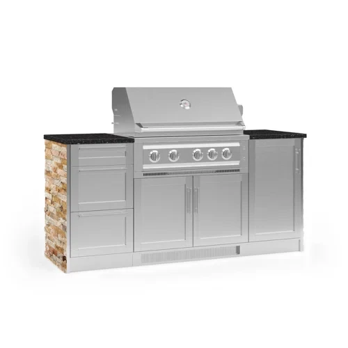 Outdoor Kitchen Signature Series 8 Piece Cabinet Set with 36 in. Natural Gas Platinum Grill