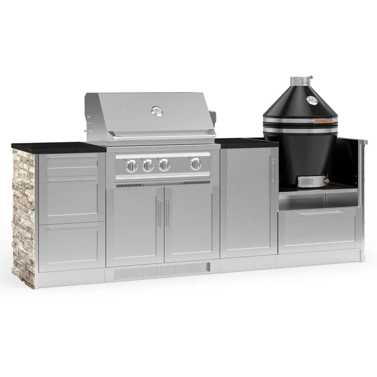 Outdoor Kitchen Signature Series 8 Piece Cabinet Set with 33 in. Propane Gas Platinum Grill