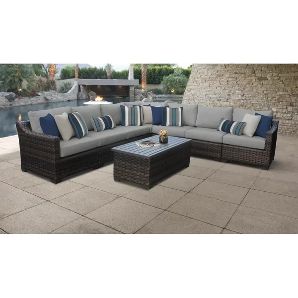 Aelwen 7 - Person Outdoor Seating Group with Cushions