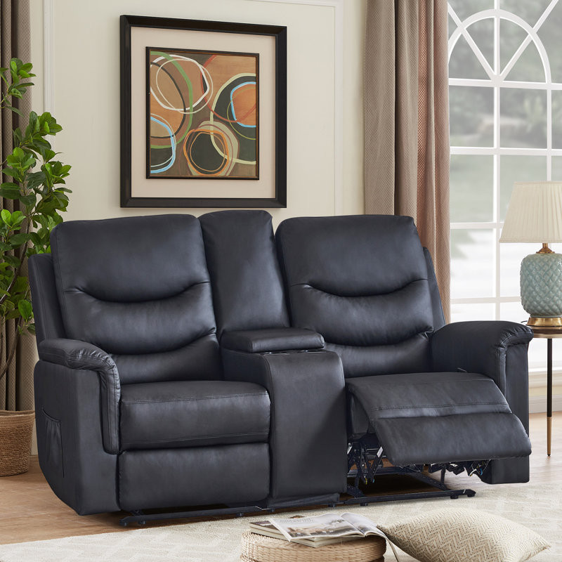 Faux Leather Home Theater Seating with Cup Holder