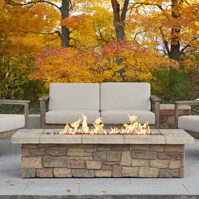 SEDONA Rectangle Concrete Propane or Natural Gas Fire Pit Table by Real Flame 14.25" H x 66.25" W x 29" D