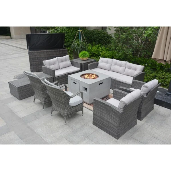 Algird 9 - Person Outdoor Seating Group with Cushions