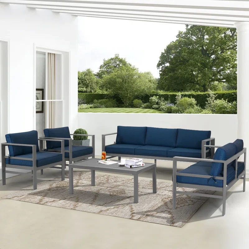 Burhaan 5 Piece Sofa Seating Group with Light Cushions