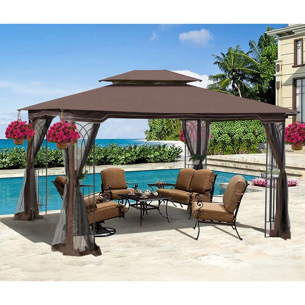 13 Ft. W x 10 Ft. D Iron Patio Gazebo