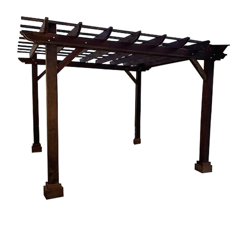 18 ft. W x 18 ft. D Solid Mission Brown Redwood Pergola