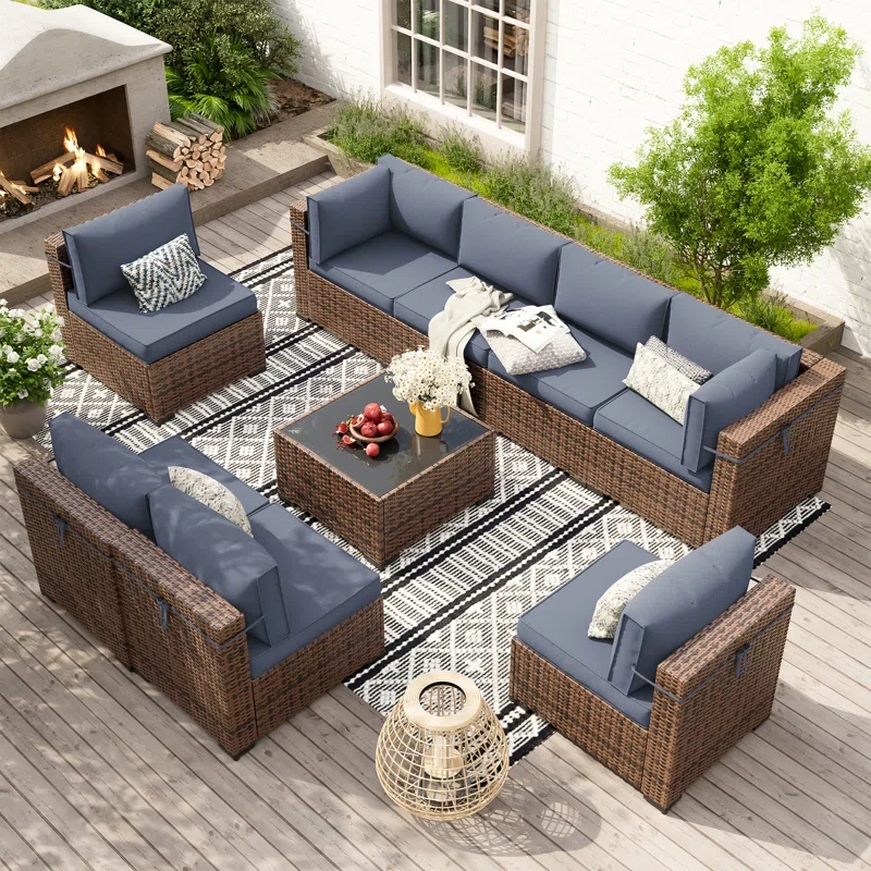 Dinyu 8 - Person Outdoor Seating Group with Cushions