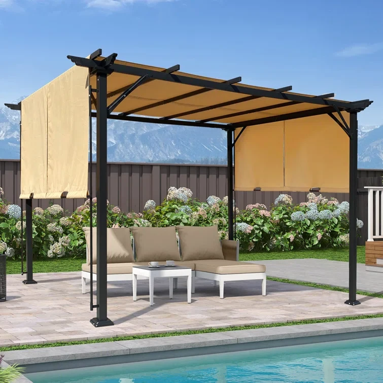 11.8 Ft. W x 9.3 Ft. D Steel Pergola with Canopy