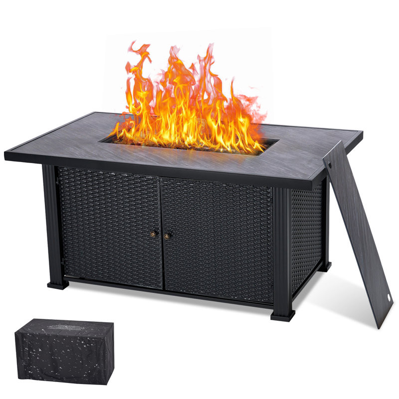 Lorolla 57" H x 22' W Propane Fire Pit Table width Lid